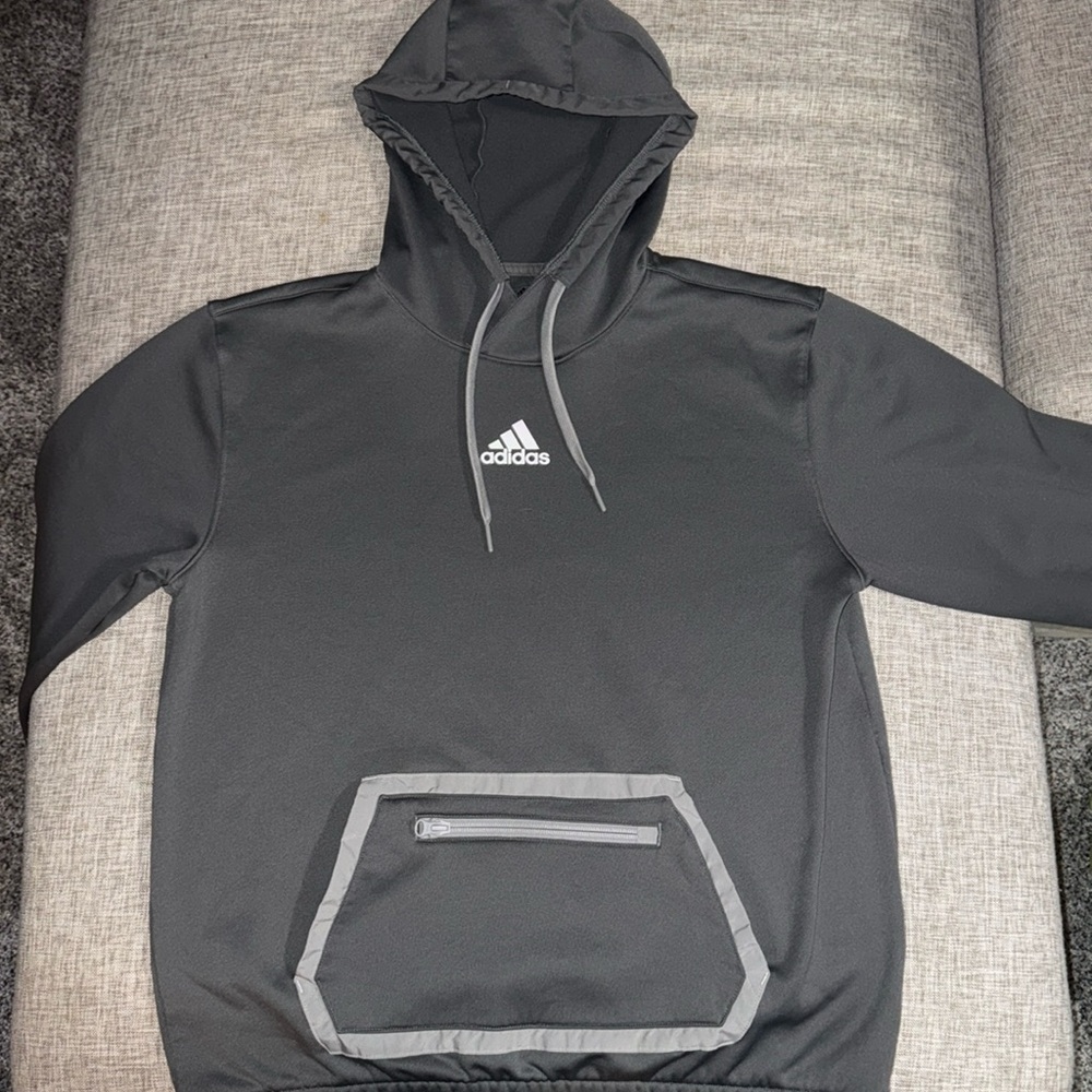 Adidas Mens Medium Grey Hoodie with Zipper